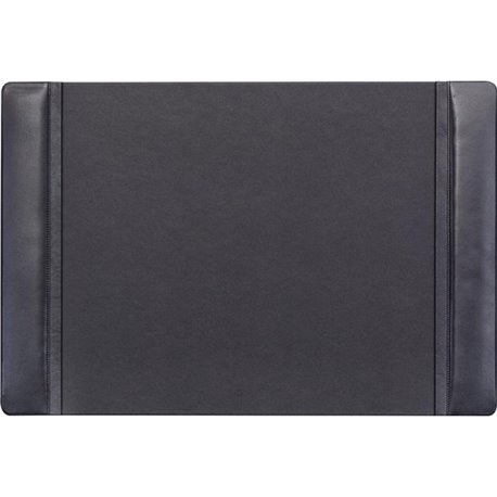 Dacasso Side-Rail Desk Pad - 25.5" Width x 17.25" Depth - Felt Backing - Leather - Black