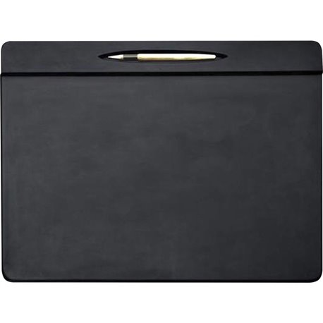 Dacasso Top Rail Pen Well Conference Pad - 17" Width x 14" Depth - Felt Backing - Leather - Black