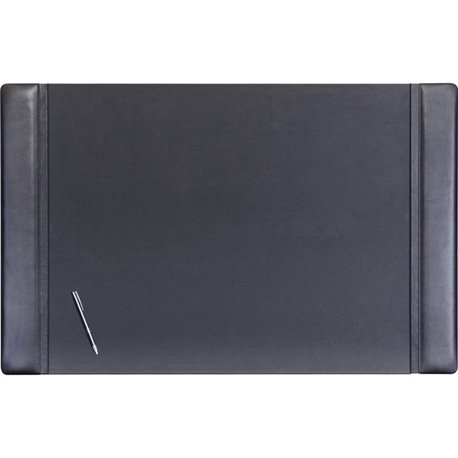 Dacasso Leather Side-Rail Desk Pad - Rectangular - 38" Width x 24" Depth - Felt Black Backing - Top Grain Leather - Black