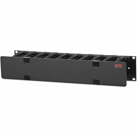 APC by Schneider Electric Horizontal Cable Manager, 2U x 4" Deep, Single-Sided with Cover - Cable Manager - Black - 2U Rack Heig