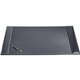 Dacasso Rustic Leather Side-Rail Desk Pad - Rectangular - 34" Width - Top Grain Leather, Velveteen - Rustic Black