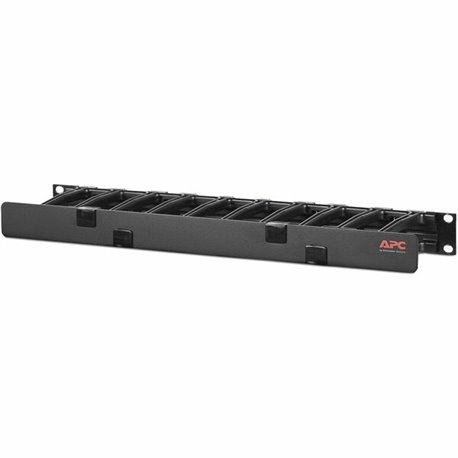 APC by Schneider Electric Horizontal Cable Manager, 1U x 4" Deep, Single-Sided with Cover - Cable Manager - Black - 1U Rack Heig