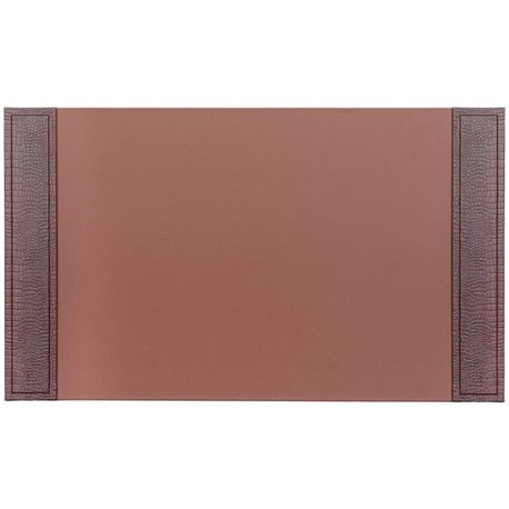 Dacasso Crocodile Embossed Side-Rail Desk Pad - 20" Width - Leather - Brown - 1Each