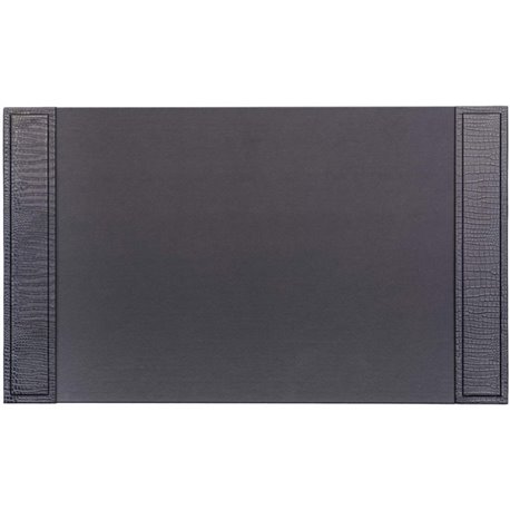 Dacasso Crocodile Embossed Leather Side-Rail Desk Pad - 20" Width - Leather - Black - 1Each