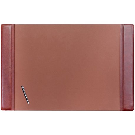 Dacasso Leather Side-Rail Desk Pad - Rectangular - 38" Width x 24" Depth - Velveteen - Leatherette - Mocha