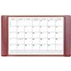 Dacasso Leather Calendar Desk Pad - Rectangular - 34" Width - 12 Sheets - Top Grain Leather, Velveteen - Mocha