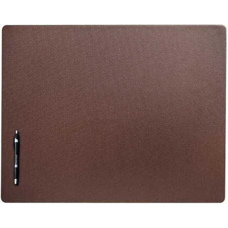 Dacasso Leatherette Desk Mat - Rectangular - 24" Width - Leatherette, Velveteen - Chocolate Brown