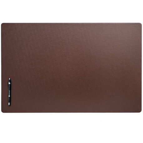 Dacasso Leatherette Desk Mat - Rectangular - 30" Width - Leatherette, Velveteen - Chocolate Brown