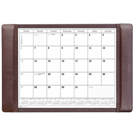 Dacasso Leather Conference Table Pad - Rectangular - 12 Sheets - Top Grain Leather, Velveteen - Chocolate Brown