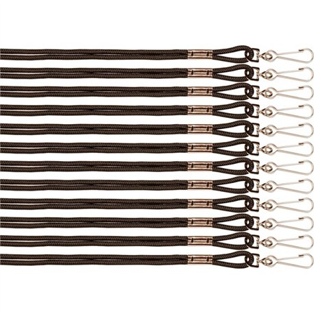 Champion Sports Heavy-duty Nylon Lanyard - 12 / Pack - 10" Length - Black - Nylon