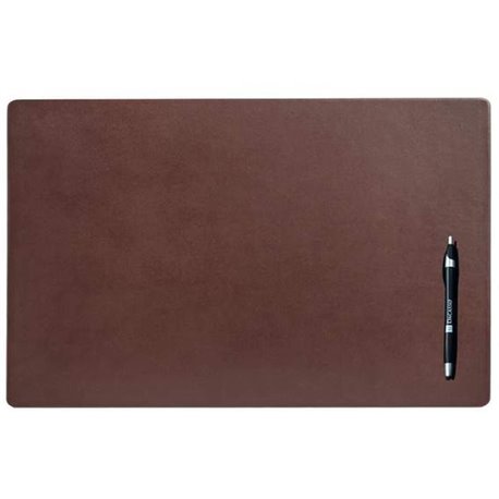 Dacasso Leather Conference Table Pad - Rectangular - 22" Width - Top Grain Leather, Velveteen - Chocolate Brown