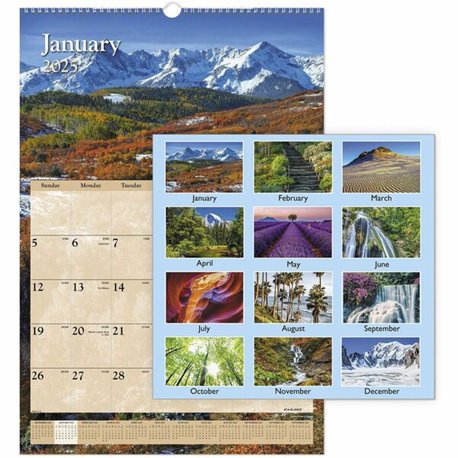 At-A-Glance Scenic Wall Calendar - Large Size - Julian Dates - Monthly - 12 Month - January 2025 - December 2025 - 1 Month Singl