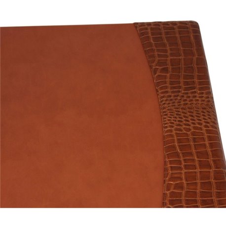 Protacini Cognac Brown Italian Patent Leather 34" x 20" Side-Rail Desk Pad - Rectangular - 34" Width - Italian Leather, Velvetee