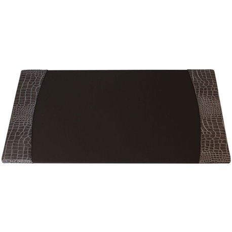 Protacini Castlerock Gray Italian Patent Leather 34" x 20" Side-Rail Desk Pad - Rectangular - 34" Width - Italian Leather, Velve