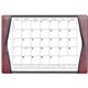 Dacasso Leather Calendar Desk Pad - Rectangular - 12 Sheets - Top Grain Leather, Velveteen - Burgundy