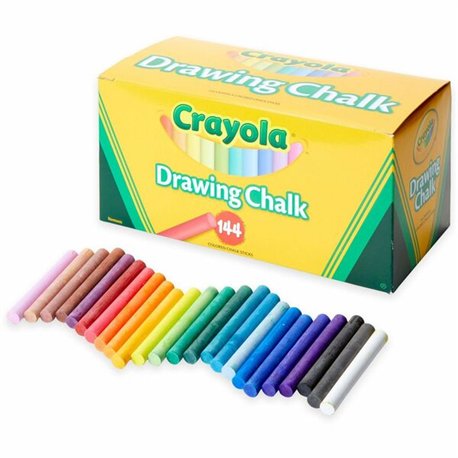 Crayola Colored Drawing Chalk Sticks - 3.2" Length - 0.4" Diameter - Assorted - 144 / Box - Non-toxic