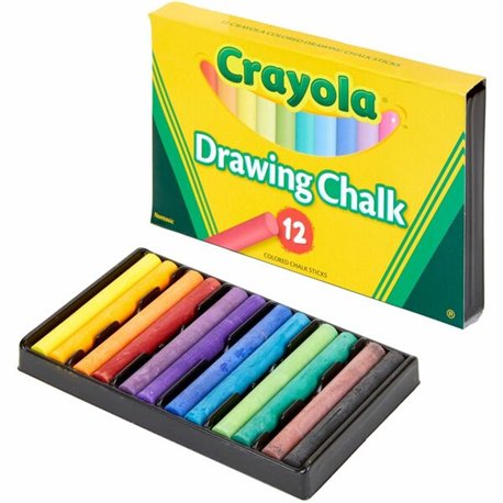 Crayola Colored Drawing Chalk - 3.2" Length - 0.4" Diameter - Assorted - 12 / Box - Non-toxic