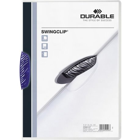 DURABLE SWINGCLIP Report Cover - Letter Size 8 1/2" x 11" - 30 Sheet Capacity - Punchless - Vinyl - Dark Blue Clip