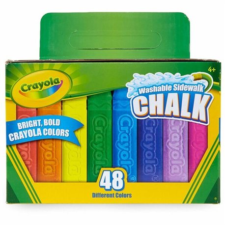 Crayola Washable Sidewalk Chalk - 4" Length - 0.9" Diameter - Assorted - 48 / Box - Roll Stop, Washable