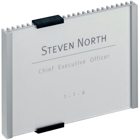 DURABLE Wall Mounted INFO SIGN - 6-1/8" x 4-3/8" - Rectangular Shape - Acrylic, Aluminum -Easy to Update - Silver - 1 Pack