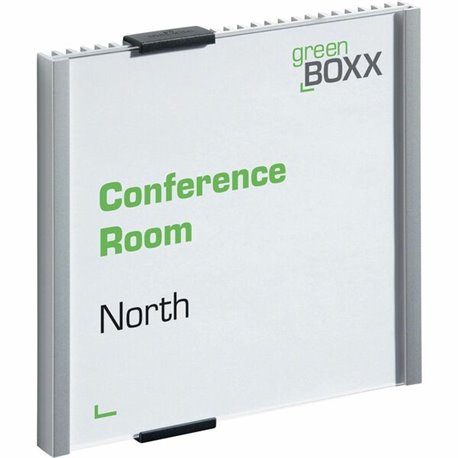 DURABLE Wall Mounted INFO SIGN - 6-1/8" x 6-1/80" - Square Shape - Acrylic, Aluminum - Easy To Update - Silver - 1 Pack