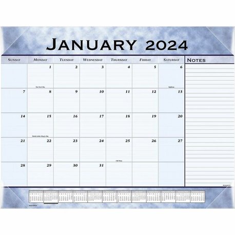 At-A-Glance Marbled Desk Pad - Standard Size - Monthly - 12 Month - January 2024 - December 2024 - 1 Month Single Page Layout - 