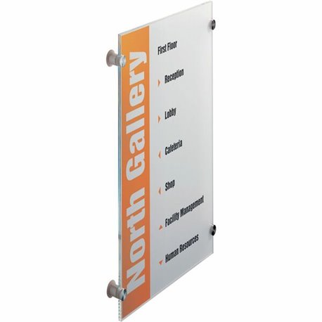 DURABLE CRYSTAL SIGN Wall Mounted Standoff Acrylic Sign - 8-3/10" x 11-4/5" - Rectangular Shape - Acrylic, Aluminum - Updateable