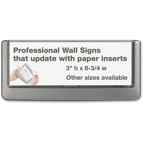 DURABLE CLICK SIGN with Cubicle Panel Pins - 2-1/8" x 5-7/8" - 2 Pins - Anti-glare - Acrylic, Aluminum - Updateable - Graphite -