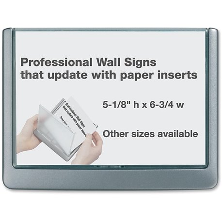 DURABLE CLICK SIGN with Cubicle Panel Pins - 4-1/8" x 5-7/8" - 2 Pins - Anti-glare - Acrylic, Aluminum - Updateable - Graphite -