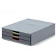 DURABLE VARICOLOR 3 Drawer Desktop Storage Box, Gray/Multicolor - 3 Drawer(s) - 3.8" Height x 11" Width x 14" DepthDesktop - Gra