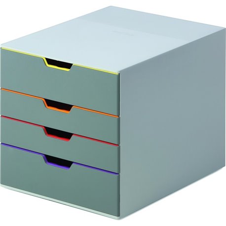 DURABLE VARICOLOR Desktop 4 Drawer Organizer - 11" W x 11-3/8" H x 14" D - 4 Drawers - Color Labeled Tabs - Charcoal