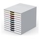 DURABLE VARICOLOR MIX 10 Drawer Desktop Storage Box, White/Multicolor - 10 Drawer(s) - 11" Height x 11.5" Width x 14" DepthDeskt