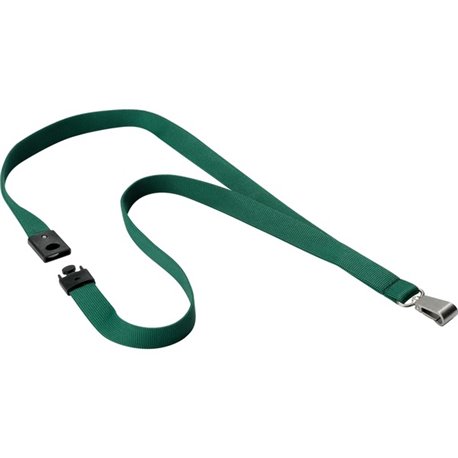 DURABLE Premium Textile Lanyard with Safety Release - 3/4" x 17" Lanyard - Dark Green - 10 / Box