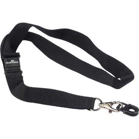 DURABLE Tension Fit ID Gripper with Lanyard - 3/4" x 17" Lanyard - Black - 10 / Box