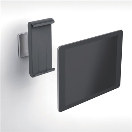 DURABLE TABLET HOLDER Wall Mount - Fits most 7"-13" Tablets, 360 Degrees Rotation with Anti-Theft Device, Silver/Charcoal