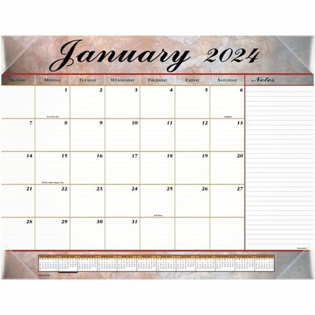 At-A-Glance Panoramic Landscape Desk Pad - Standard Size - Monthly - 12 Month - January 2024 - December 2024 - 1 Month Single Pa