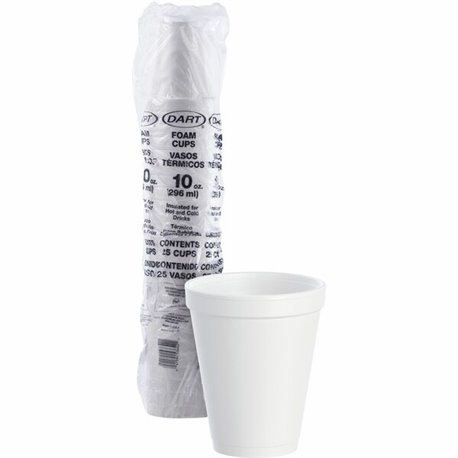 Dart 10 oz Insulated Foam Cups - Round - 25 / Bag - White - Styrofoam - Coffee, Cappuccino, Hot Chocolate, Tea, Hot Cider, Juice