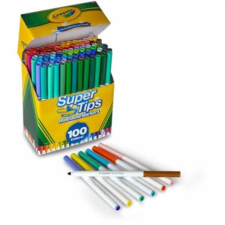 Crayola Super Tips Washable Markers - Conical Marker Point Style - 100 / Set