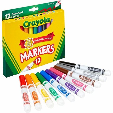 Crayola Broad Tip Classic Markers - Broad Marker Point - Conical Marker Point Style - Assorted, Orange, Yellow, Green, Blue, Vio