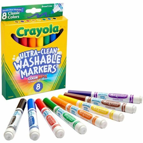 Crayola Classic Washable Marker Set - Broad Marker Point - Conical Marker Point Style - Red, Orange, Yellow, Green, Blue, Violet