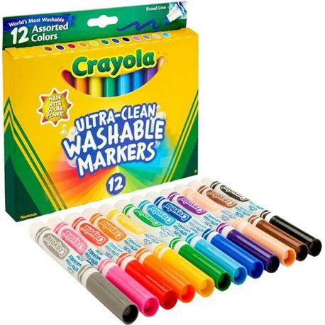 Crayola Classic Washable Markers - Broad Marker Point - Conical Marker Point Style - Assorted, Orange, Yellow, Green, Blue, Viol