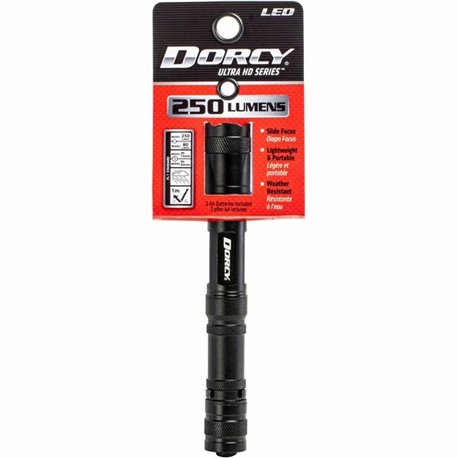 Dorcy Active Series Lightweight Flashlight - 250 lm Lumen - 2 x AA - Battery - Metal, Aircraft Aluminum - Water Resistant, Impac