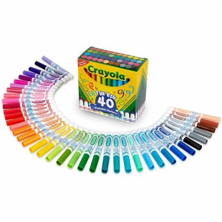Crayola Ultra-Clean Washable Markers - Conical Marker Point Style - Assorted - 40 / Set
