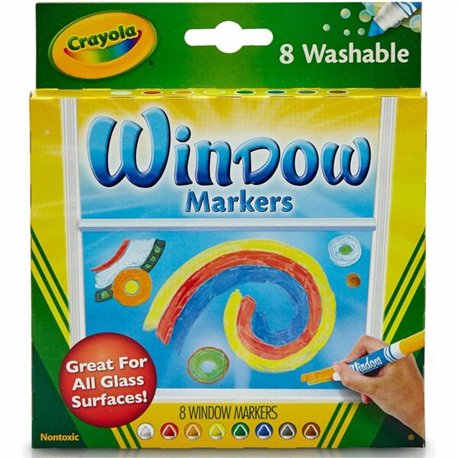 Crayola Washable Window Markers - Conical Marker Point Style - Assorted - 8 / Set
