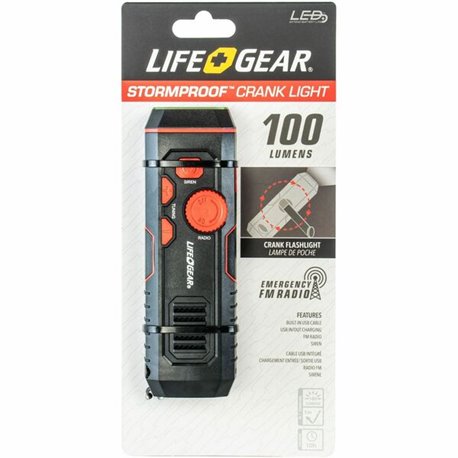 Life+Gear Stormproof Crank Light - 30 lm Lumen - Lithium Ion (Li-Ion) - Battery, USB - Water Resistant, Water Proof, Impact Resi