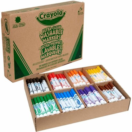 Crayola 8-Color Ultra-Clean Washable Marker Classpack - Broad Marker Point - Conical Marker Point Style - Assorted - 200 / Box