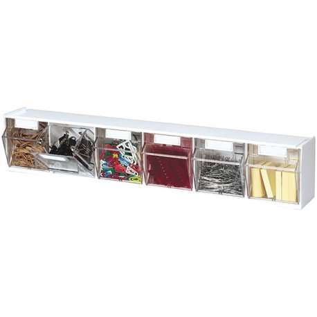 Deflecto Tilt Bin Interlocking Multi-Bin Storage Organizer - 6 Compartment(s) - 4.5" Height x 23.6" Width x 3.6" DepthDesktop - 