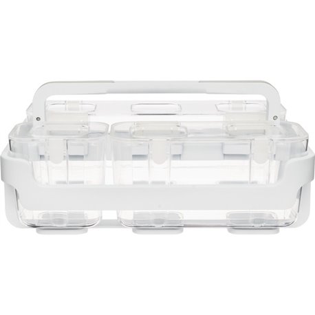 Deflecto Stackable Caddy Organizer - 6.5" Height x 14" Width x 10.5" Depth - White - Plastic - 1 Each