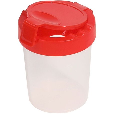 Deflecto Antimicrobial Kids No Spill Paint Cup Red - Paint, Brush - 3.93"Height x 3.46"Width x 3.93"Depth - 1 Each - Red - Plast