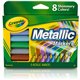 Crayola 8-color Metallic Markers - Cobalt Blue, Green Machine, Slick Silver, Copper Mine, Gold Ingot, Purple Steel, Black Iron, 